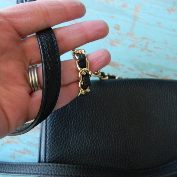 EUC TORY BURCH THEA BLACK PEBBLE LEATHER CONVERTIBLE SMALL CROSSBODY BAG CHAIN - Picture 2 of 8